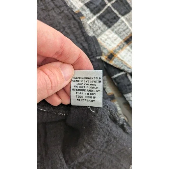 Habitat Tunic Top XL Gauzy Art Wear Lagenlook Lightweight Boxy Plaid Pockets - Picture 8 of 10